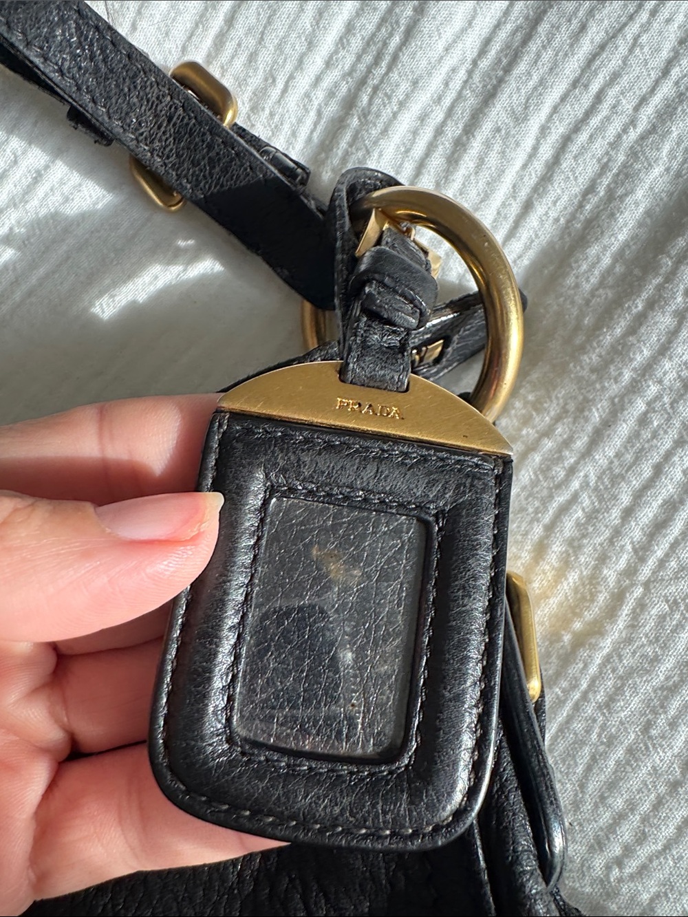Prada Vitello Daino Leather Hobo Bag – Black Pebbled Leather, Authentic - Picture 7 of 12